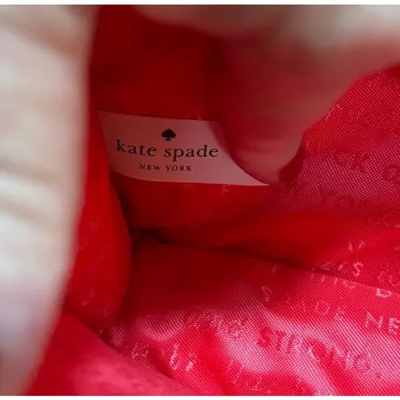 Kate spade clutch purse with dustbag blue white pink woven plaid front flap chic